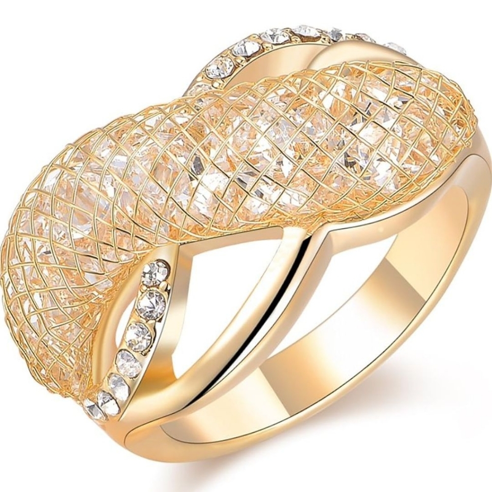 Gold Mesh Statement Ring - image 1